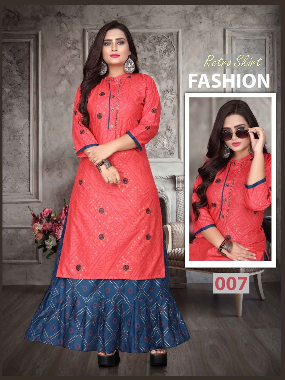 Aagya Retro Skirt 2 Rayon Printed Ethnic Wear Kurti With Skirt Collection